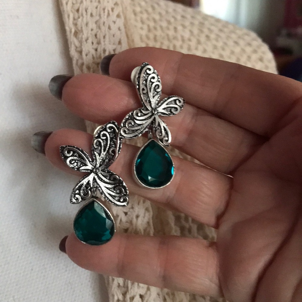NEW Apatite Stud Drop Dangle 925 Silver Earrings - Picture 2 of 6